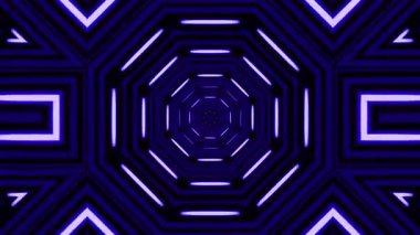 Neon çizgileri ile büyüleyici geometrik desen derinlik ve hareket yanılsaması yaratır..