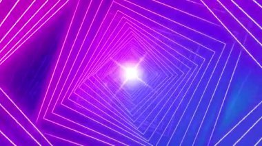 Merkezinde parlak bir ışık bulunan eşmerkezli geometrik şekiller içeren canlı, soyut bir tasarım, derinlik hissi uyandırıyor..