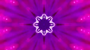 Canlı bir kaleydoskopik desen. Mor ve pembenin tonlarını kullanarak büyüleyici bir görsel etki yaratıyor..
