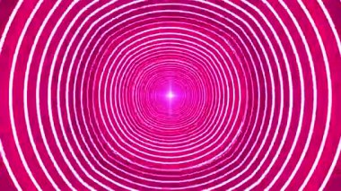 Pembe ve beyaz eşmerkezli dairelerin hareketli ve dönen şekli hipnotik bir görsel etki yaratıyor..
