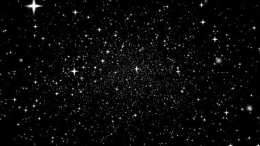 Yıldızlı bir gece gökyüzü, sayısız parıldayan yıldızla dolu, siyah bir arka plana karşı, bir merak ve keşif hissi uyandırıyor..