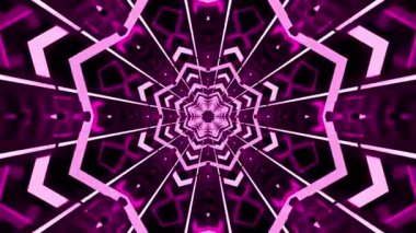 Pembe ve siyah geometrik desenler içeren canlı, simetrik bir dijital tasarım büyüleyici bir görsel etki yaratıyor..