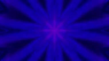 Canlı, simetrik bir tasarım. Neon pembe ve mavi ışınlar dışa doğru yayılıyor. Dinamik bir görsel etki yaratıyor..