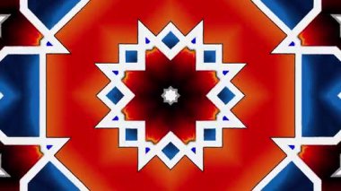 Canlı bir kaleydoskopik tasarım Geometrik şekiller ve zıt renkler, büyüleyici bir görsel etki yaratıyor.