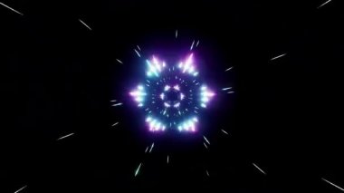 Neon ışıkları ve geometrik şekilli soyut geleceksel arkaplan