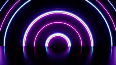 Neon çizgileri ile soyut neon arkaplanın 3 boyutlu görüntüsü.