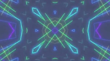 Soyut parlayan neon ışıkların 3 boyutlu görüntüsü.