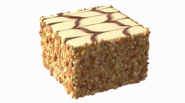 3 boyutlu çikolatalı pasta, beyaz arka plan izole edilmiş.