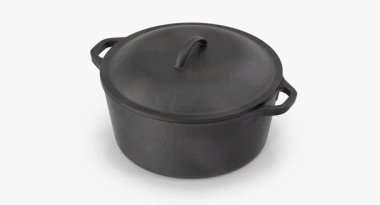 Beyaz arkaplanda izole edilmiş plastik siyah çöp kutusu