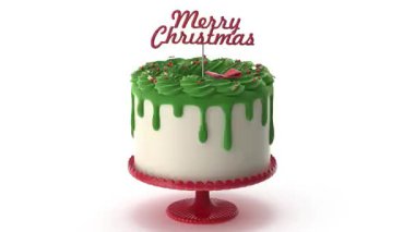 Yeşil kremalı Noel pastası.