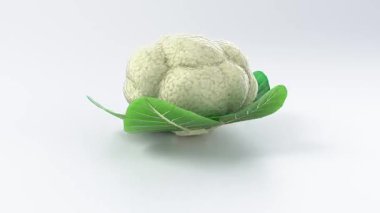 Beyaz arkaplanda yaprakları olan yeşil lahana, boşluğu kopyala