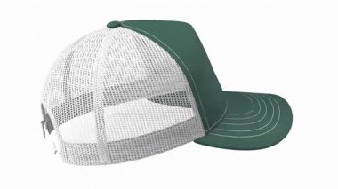 Beyzbol şapkalı yeşil beyzbol kaskı beyaz arka planda izole edilmiş.