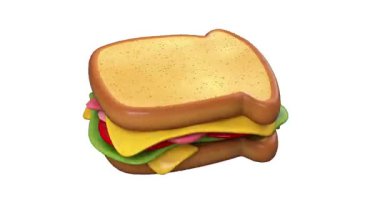 3 boyutlu sandviç ve dilimlenmiş bir dilim.