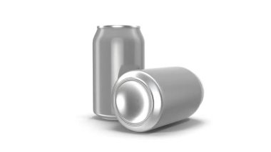 Beyaz arkaplanda izole edilmiş 3 boyutlu soda kutusu illüstrasyonu