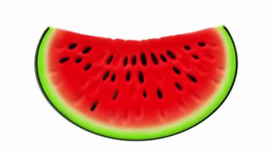 Beyaz arkaplanda izole edilmiş kırmızı karpuz dilimi