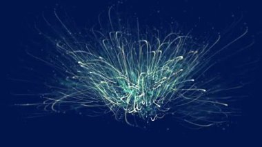 Parlayan parçacıkların, noktaların ve çizgilerin soyut arkaplanı. 3d oluşturma