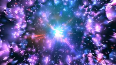 Parlayan parçacıklar ve yıldızlarla soyut arkaplan