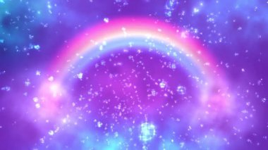 Sihirli geçmiş. Gökkuşağı ve yıldızlar. Renkli galaksisi olan evren.