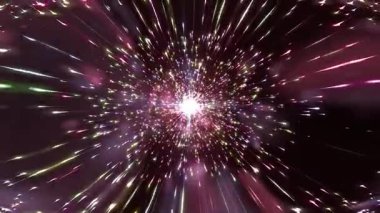 Havai fişekler ve yıldızlarla soyut bir arkaplan. 3 Boyutlu Hazırlama.