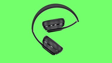 Yeşil arka planda kulaklıklar, 3 boyutlu görüntüleme