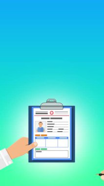 Pano ve listeli pano tutan adam. iş konsepti, düz stil.