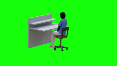 Bilgisayar ekranlı bir ofiste çalışan, izole edilmiş bir kadın.