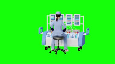 Kollarında dizüstü bilgisayarı olan bir doktor. 3d oluşturma