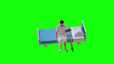 Beyaz üniformalı bir kadın ve elinde yeşil bir perde olan yeşil bir arka planda tıbbi maske. Koronavirüs salgını konsepti