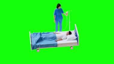 Hasta ve doktor, 3 boyutlu.