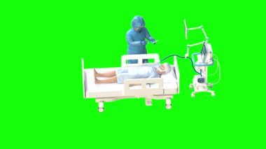 Yeşil ekranlı bir hastanın 3 boyutlu görüntüsü