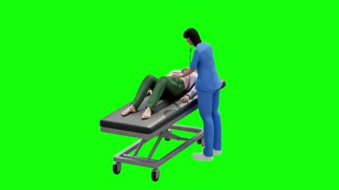 Doktor ve tıbbi konsepte sahip hastaların 3 boyutlu çizimi