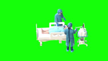 Hastanede üç doktor ve hemşire vardı.