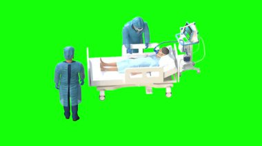 3 boyutlu görüntüleme. Tıbbi konsept. Doktorlar tıbbi bir odada duruyorlar. 3d oluşturma.