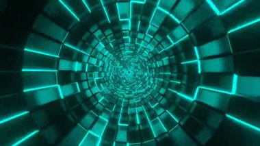 mavi ve yeşil soyut teknoloji tüneli, 3 boyutlu illüstrasyon, bilgisayar