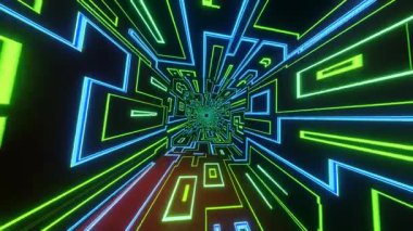 Renkli neon çizgilerinin soyut arkaplanı.