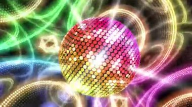 Küre ile renkli ve soyut bir arkaplanın 3 boyutlu canlandırması