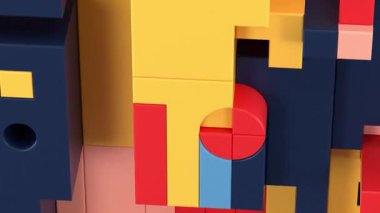 Renkli bir oyuncak bloğunun 3 boyutlu canlandırması