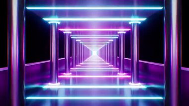 Eski tarz neon ışıkları, 3 boyutlu illüstrasyon