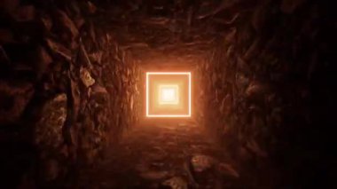 Parlayan ışıkları olan bir tünelin 3 boyutlu çizimi