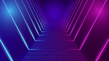 Boş tünel ile üç boyutlu neon arkaplan.