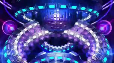 Parlak neon çizgileri olan fütürist arkaplan.