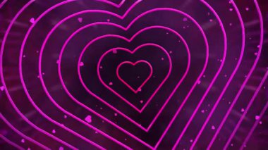 Parlayan neon kalp şeklindeki simge tuğla duvar arka planında izole edilmiş. Romantik sembol. Sevgililer günü tabelası. Minimalizm konsepti. 3d illüstrasyon 3d canlandırma.