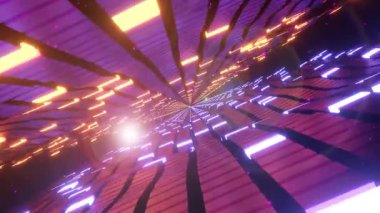 Neon ışıkları ve geometrik çizgilerle 3D fütüristik bilim-kurgu arkaplanı