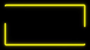 Siyah arkaplanda parlayan neon kare çerçeve