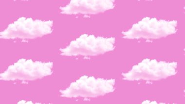 Pembe ve beyaz bulutlu kusursuz desen mavi gökyüzü arka planında.