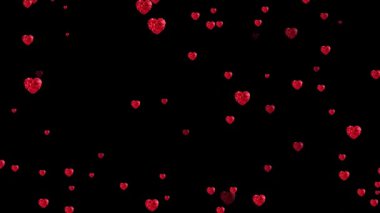 Siyah arkaplanı olan kırmızı kalpler.