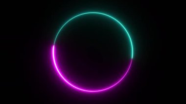 Neon dairesel çerçeve. 3d resimleme