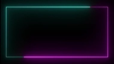 Siyah bir arkaplanda soyut neon çizgiler. Neon arka plan. Neon ışığı, 3 boyutlu görüntüleme.