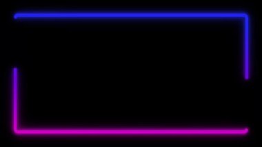 Siyah arka planda neon çizgileri olan neon bir çerçeve. vektör illüstrasyonu.