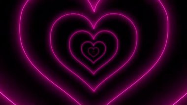 Siyah arkaplanı olan parlak neon bir kalp.